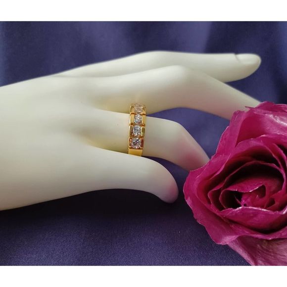 Swarovski Elements - Size 8.75 - Gold tone ring as pictured - Picture 2 of 6